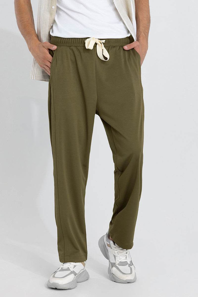 Waffle Knit Green Relaxed Fit Pant