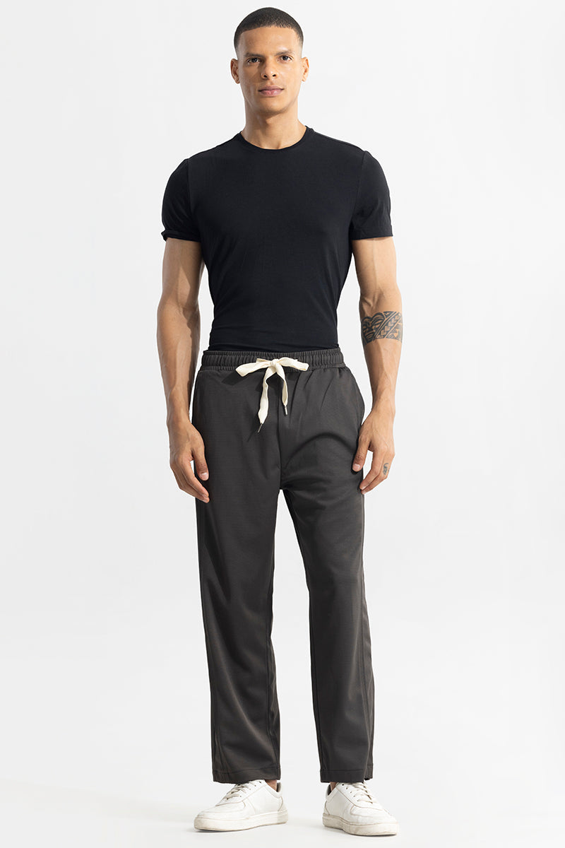 Waffle Knit Jet Grey Relaxed Fit Pant