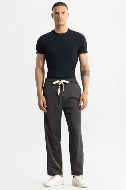 Waffle Knit Jet Grey Relaxed Fit Pant