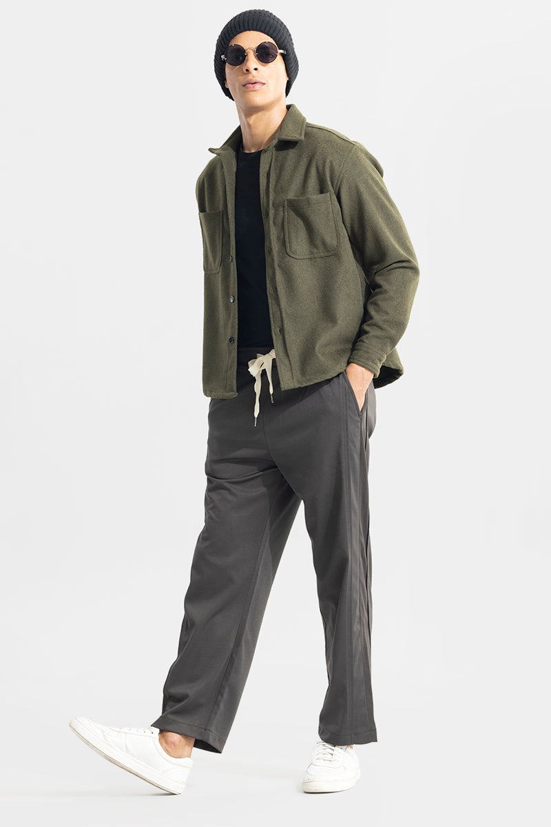 Waffle Knit Jet Grey Relaxed Fit Pant