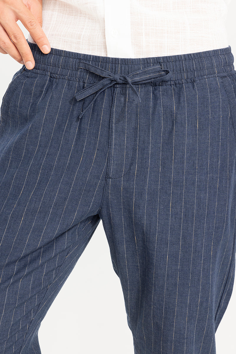 Aurabreeze Blue Linen Pant