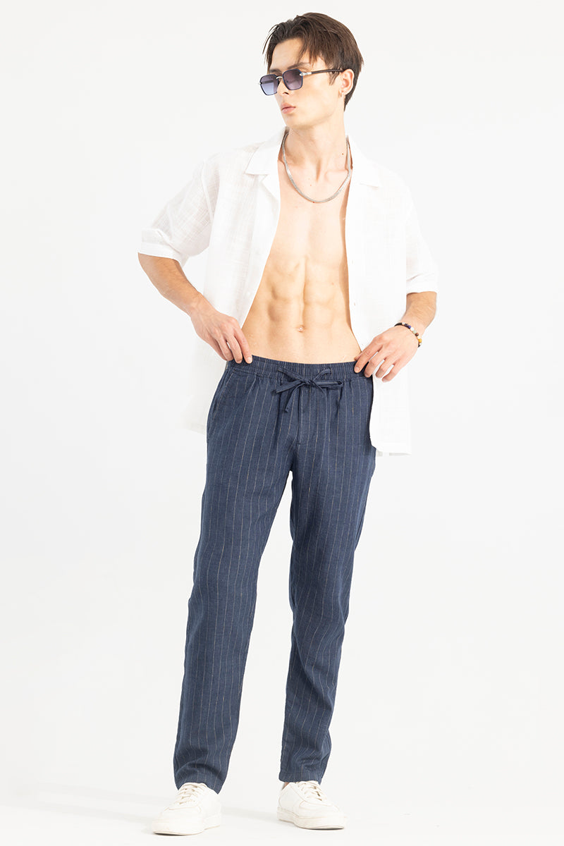 Aurabreeze Blue Linen Pant