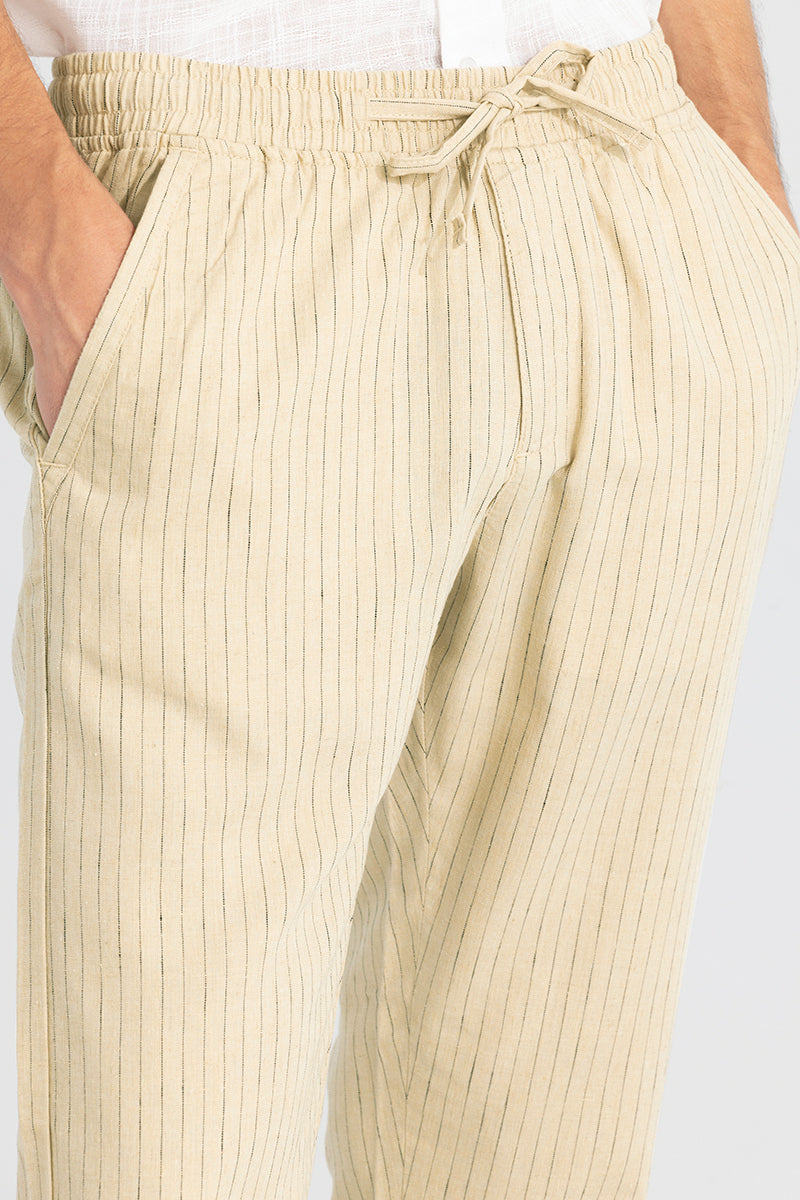 Aurabreeze Beige Linen Pant