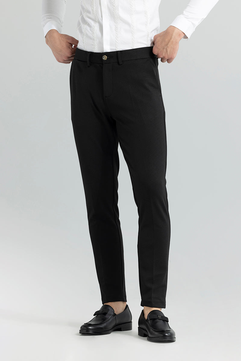 Weave Knit Black Trouser