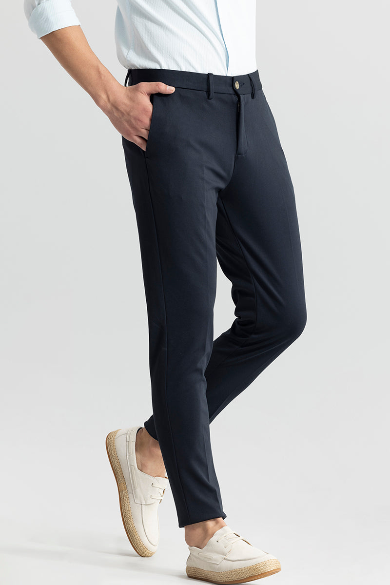 Weave Knit Navy Trouser