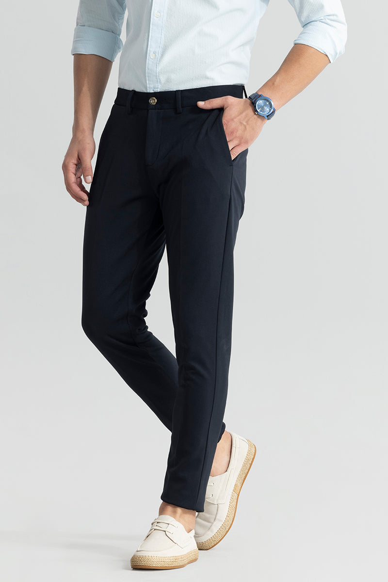 Weave Knit Navy Trouser