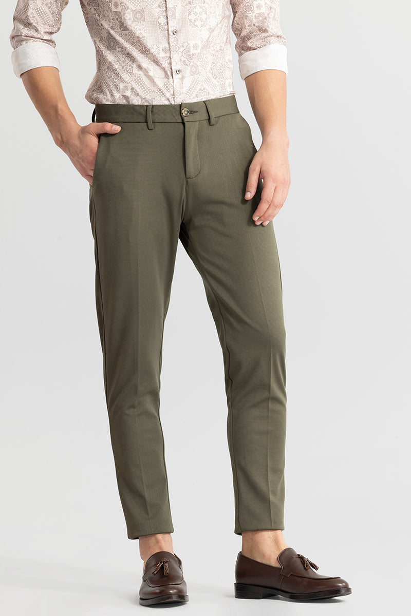 Weave Knit Olive Trouser