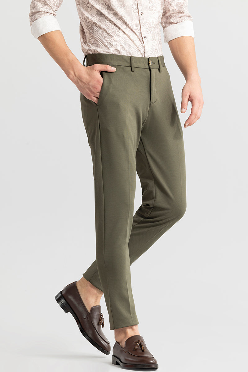 Weave Knit Olive Trouser