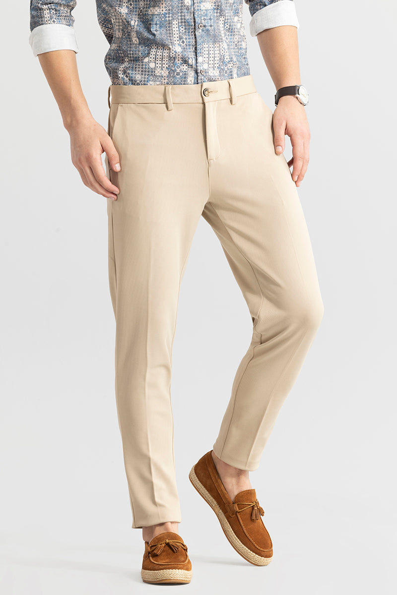 Weave Knit Beige Trouser