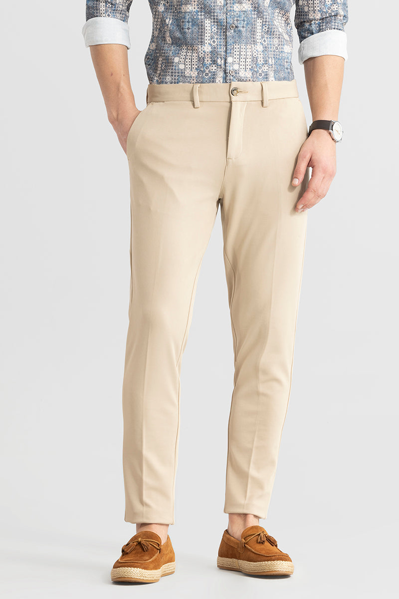 Weave Knit Beige Trouser