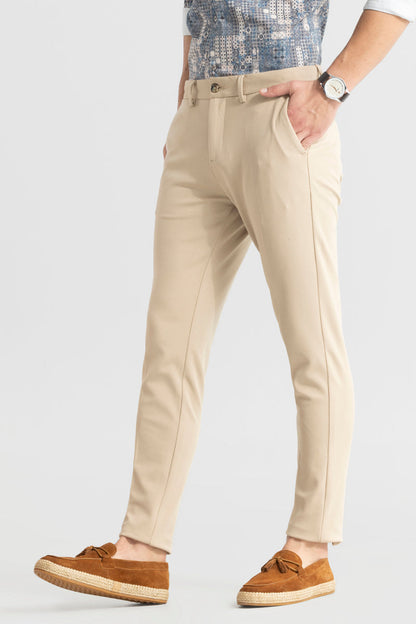 Weave Knit Beige Trouser