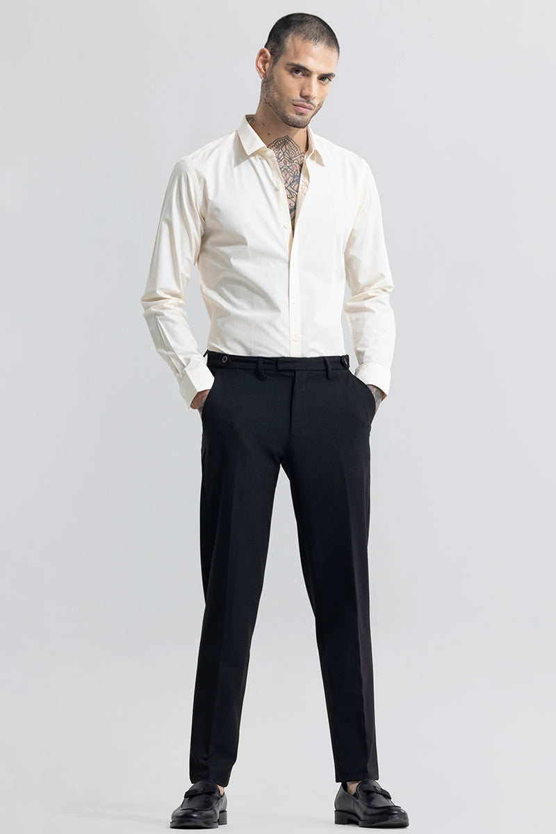 Extensive Waistband Black Trouser