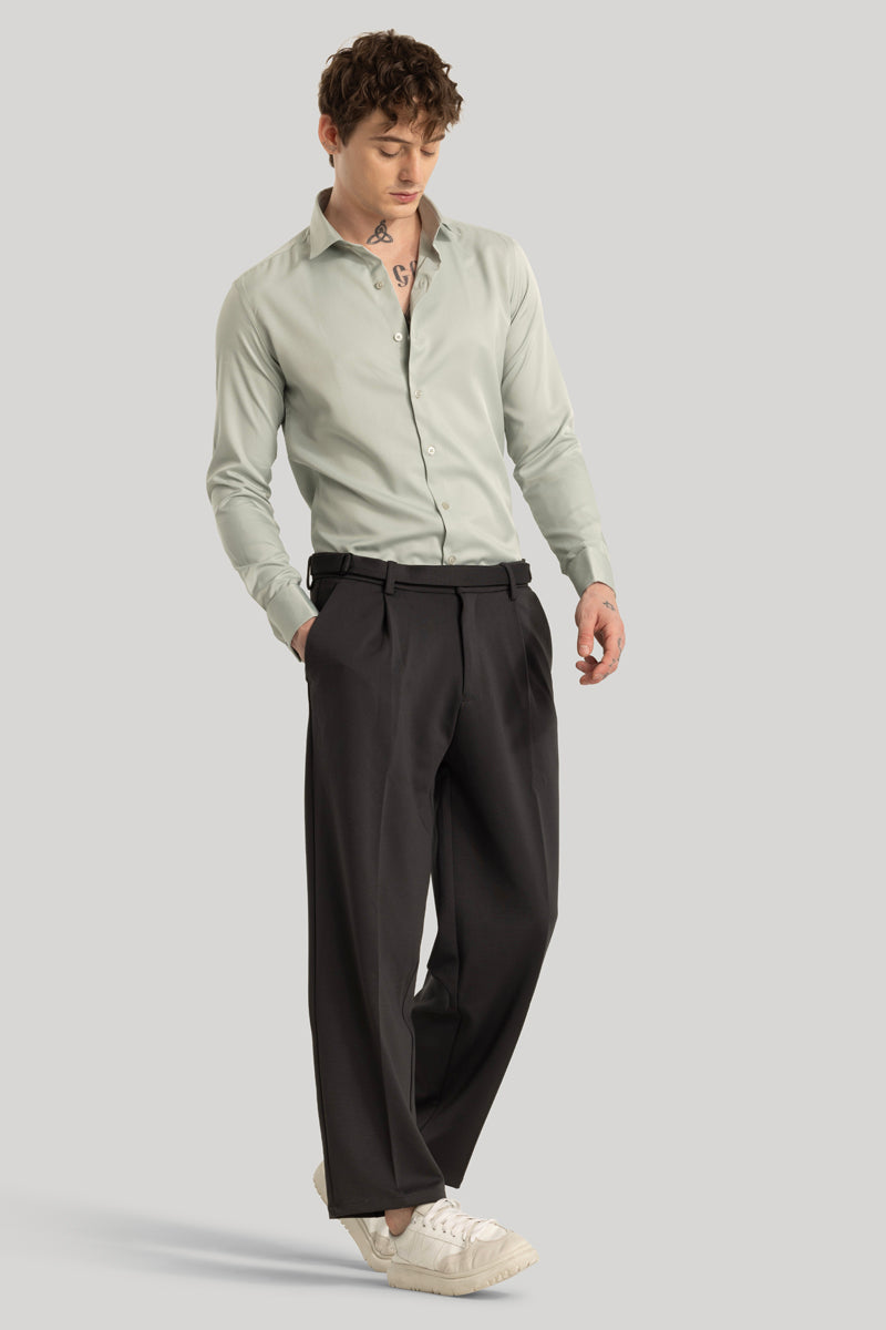 Alessio Charcoal Grey Plain Relaxed Fit Korean Trousers