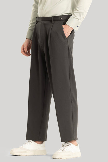 Alessio Charcoal Grey Plain Relaxed Fit Korean Trousers