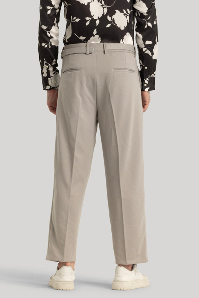 Alessio Light Grey Plain Relaxed Fit Korean Trousers