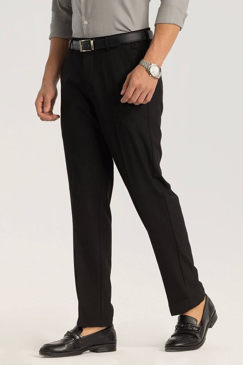 Black Plain Slim Fit Trousers