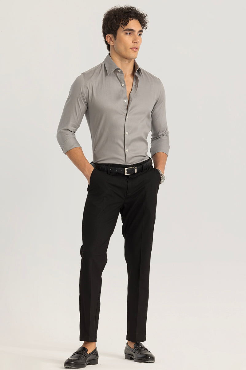 Black Plain Slim Fit Trousers