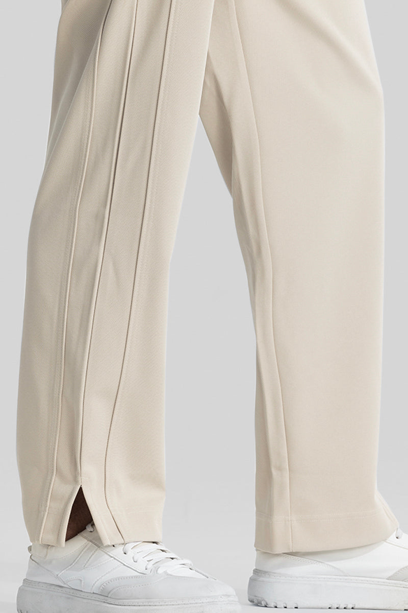 Cream Slit Ankle Pants