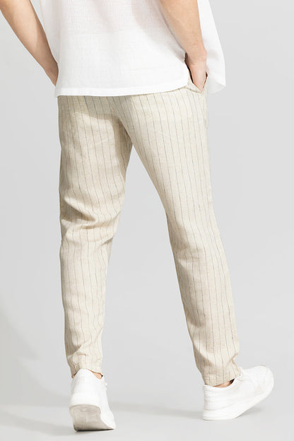 Aurabreeze Off-White Linen Pant