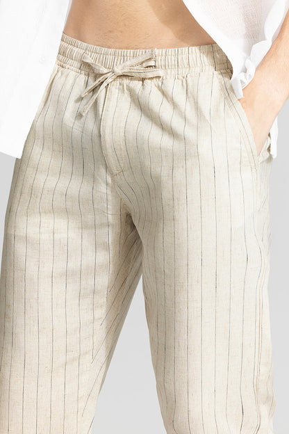 Aurabreeze Off-White Linen Pant