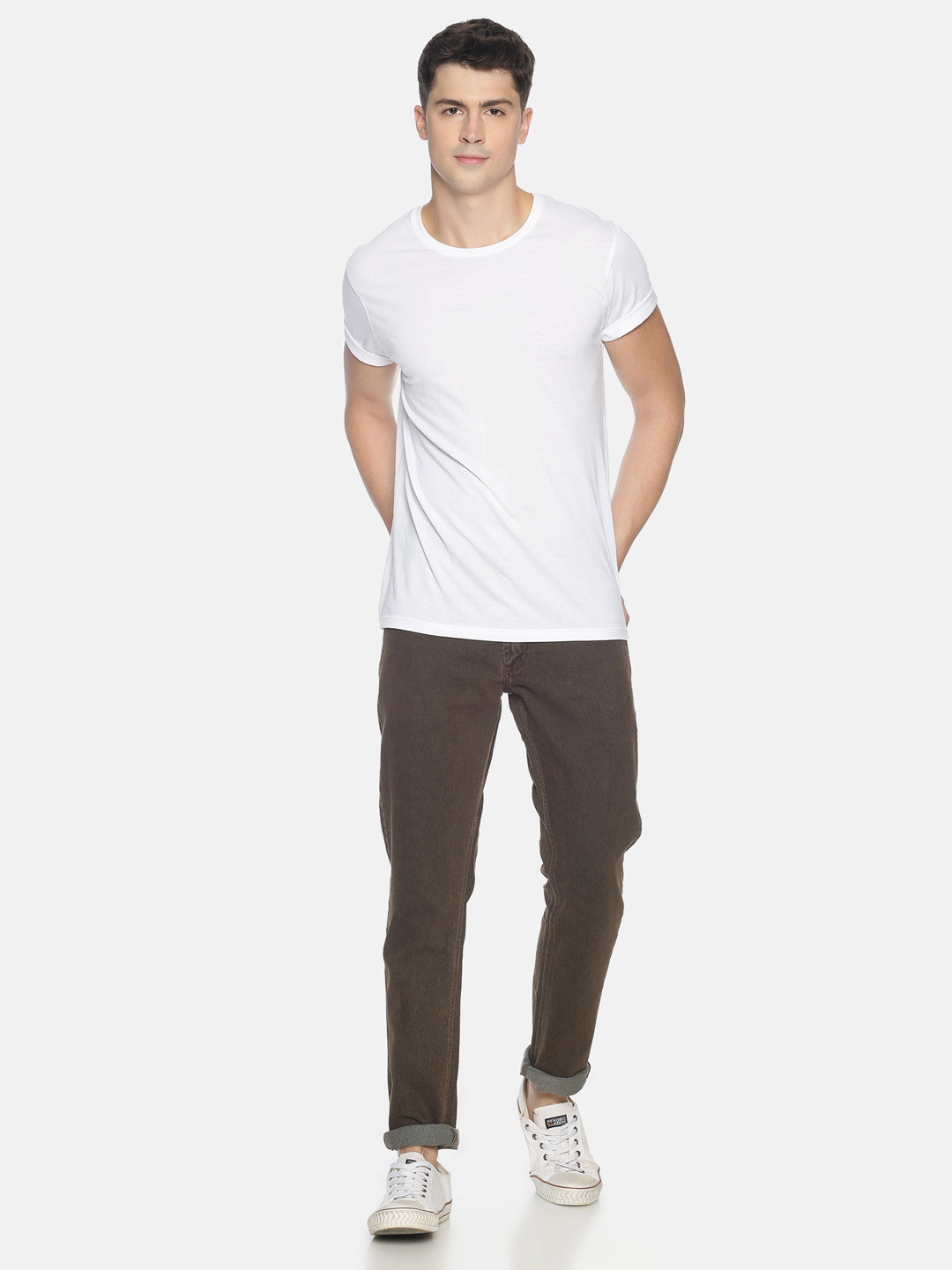 Men Brown Skinny Fit Solid Jeans