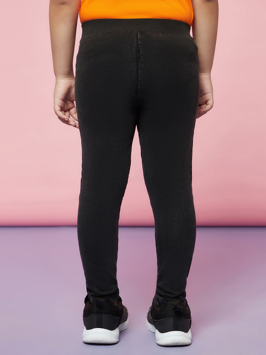 Kid Girls Washed Black Leggings