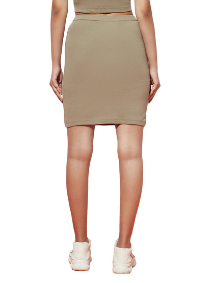 Girls Ribbed Olive Skirt