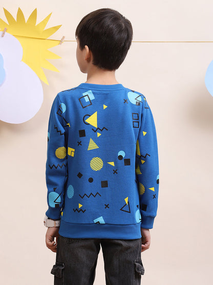 Boys' Blue Cartoon Graphic Sweatshirt - "Let’s Play the Game" Design