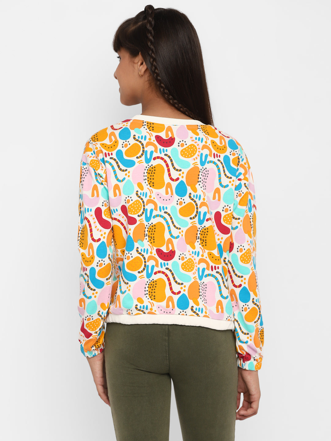 Girls-All-Over-Printed-Sweatshirt-Orange