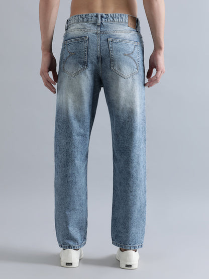 Men Blue Relaxed Fit Solid Light Fade Jeans