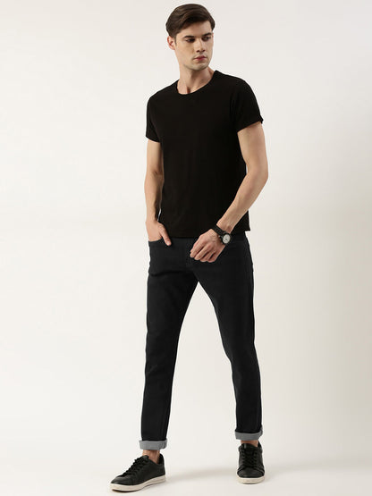 Men Black Slim Fit Solid Jeans