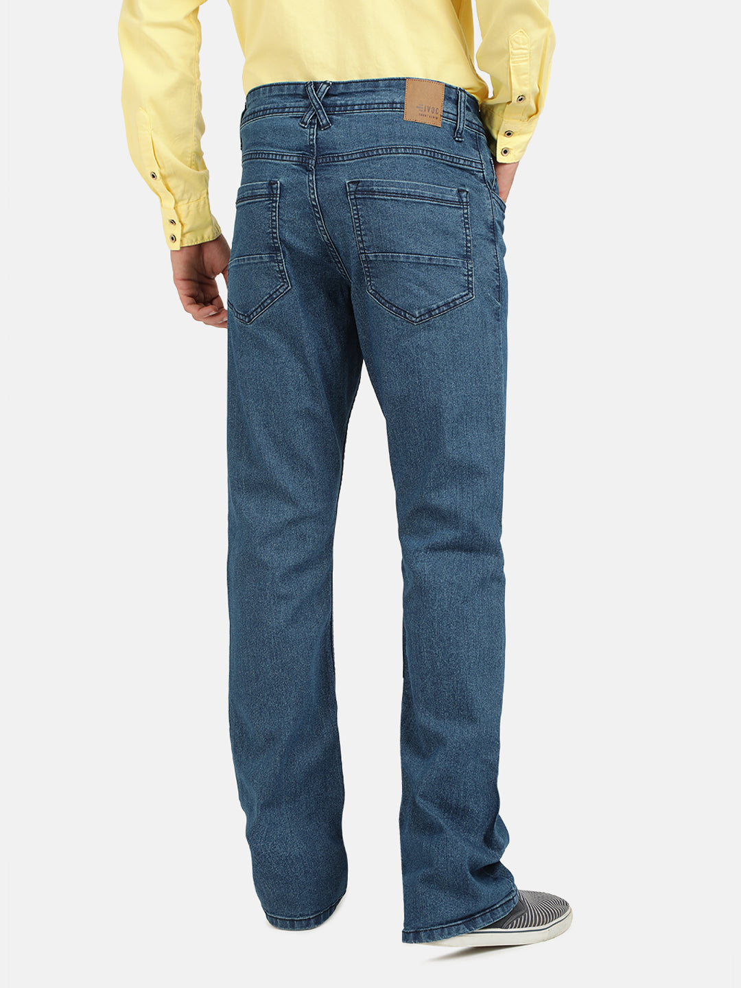 Men Light Blue Boot-Cut Solid Jeans