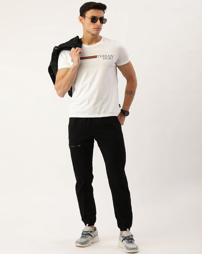 Men Black Slim Fit Solid Jogger Jeans