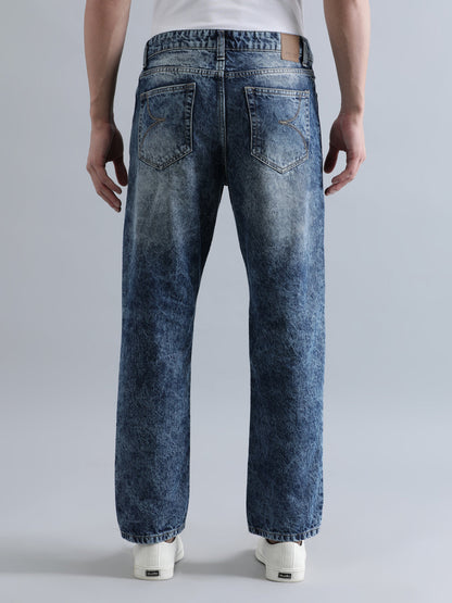 Men Mid Blue Relaxed Fit Solid Light Fade Jeans