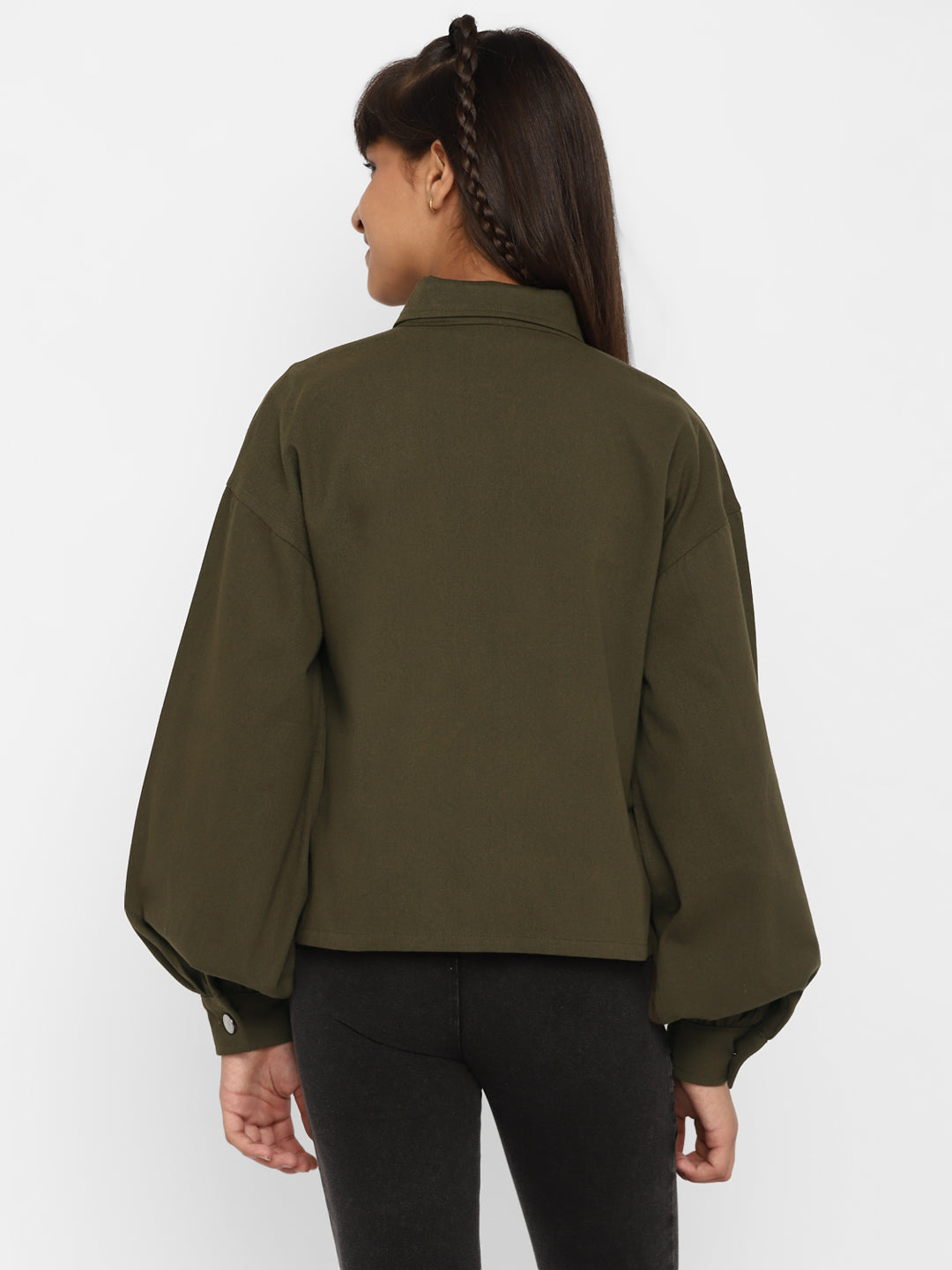 Spunkies-Girls-Full-Sleeve-Jacket-Olive