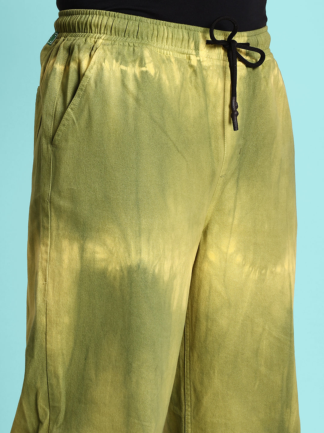 Men's Trendy Green and Yellow Tie & Dye Loose Balloon Trousers