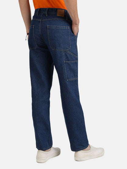 Men Blue Relaxed Fit Solid Carpenter Style Jeans