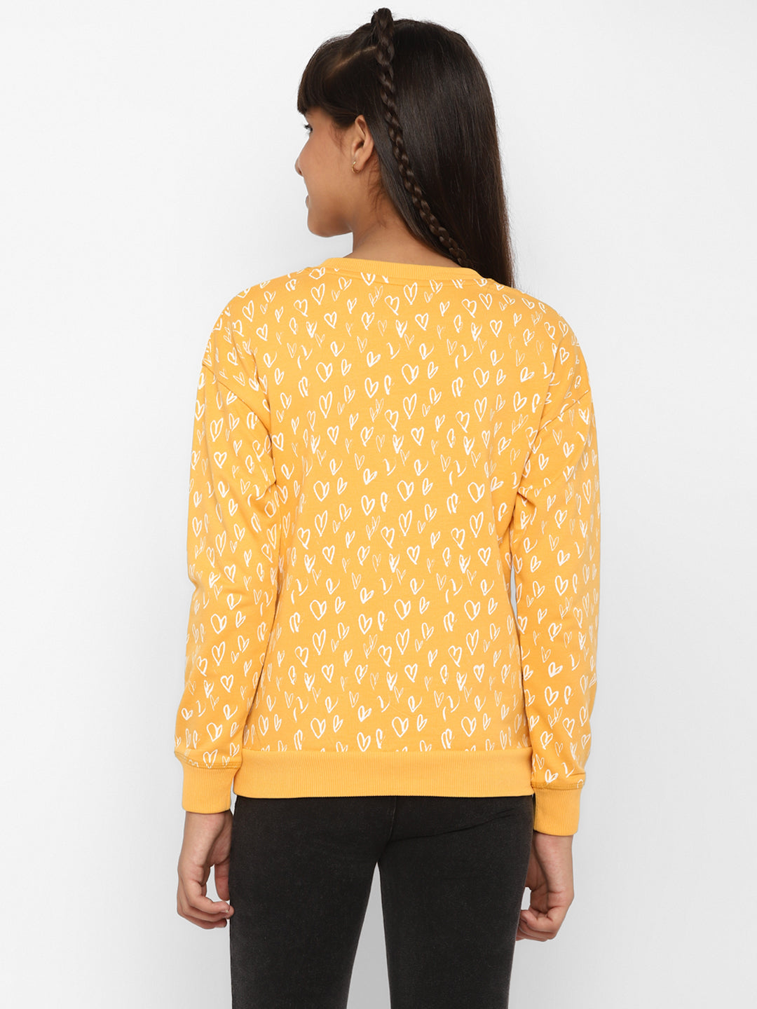 Girls-All-Over-Heart-Printed-Sweatshirt-Yellow