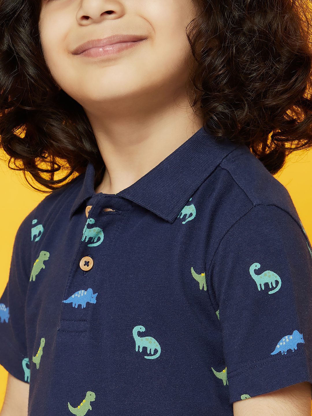 Kid Boys' Blue Collared Polo Printed T-Shirt and Jogger Set