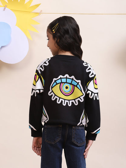 Unisex Black Eye Graphic Sweatshirt - Bold & Artistic Design for Kids