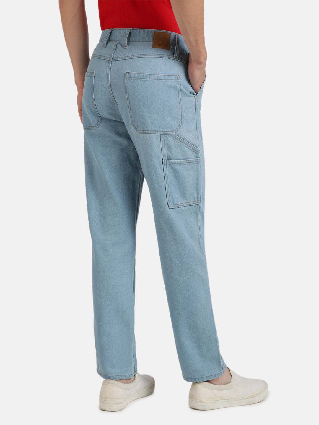 Men Light Blue Relaxed Fit Solid Carpenter Style Jeans