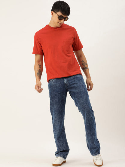 Men Blue Boot-Cut Solid Jeans