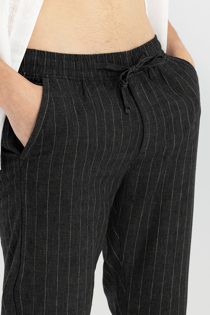 Aurabreeze Black Linen Pant