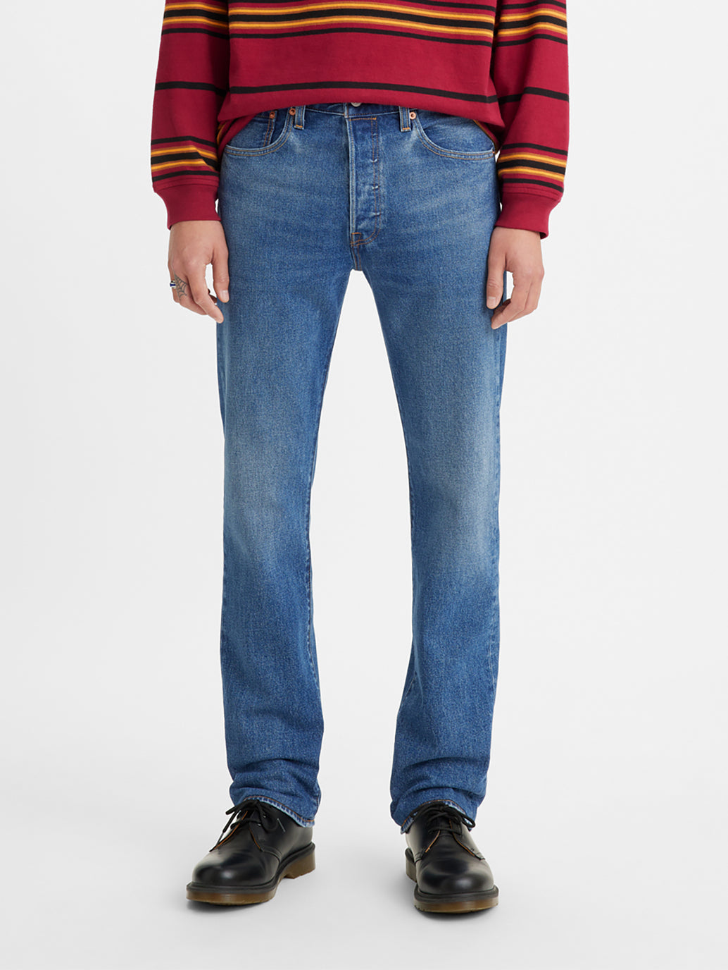 Men's 501 Blue Regular Fit Button Fly Jeans