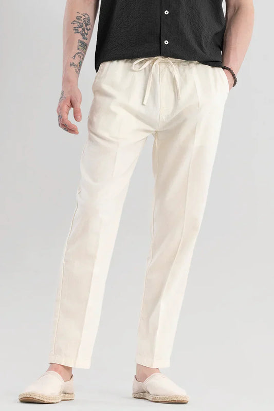 Wafty Cream Linen Trousers