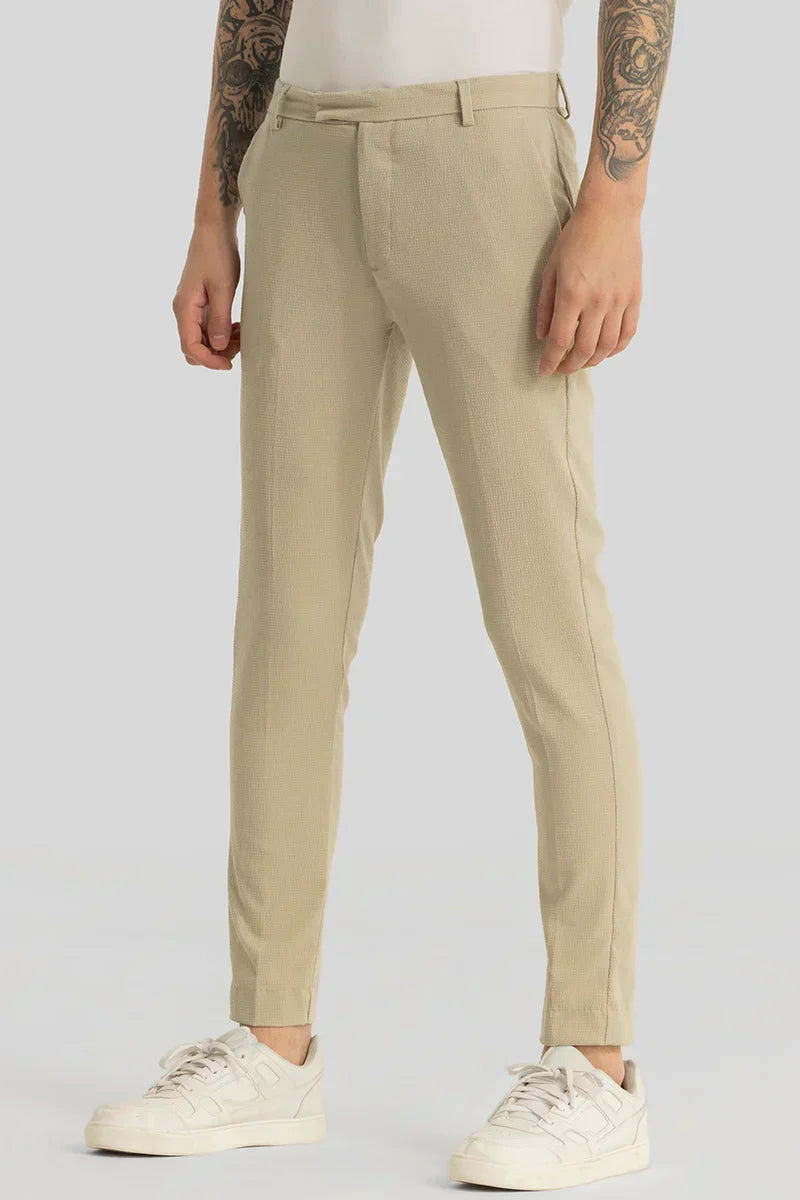 Yann Nude Plain Slim Fit Trousers