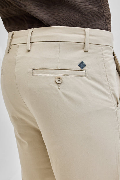 Beige Slim Fit Trousers