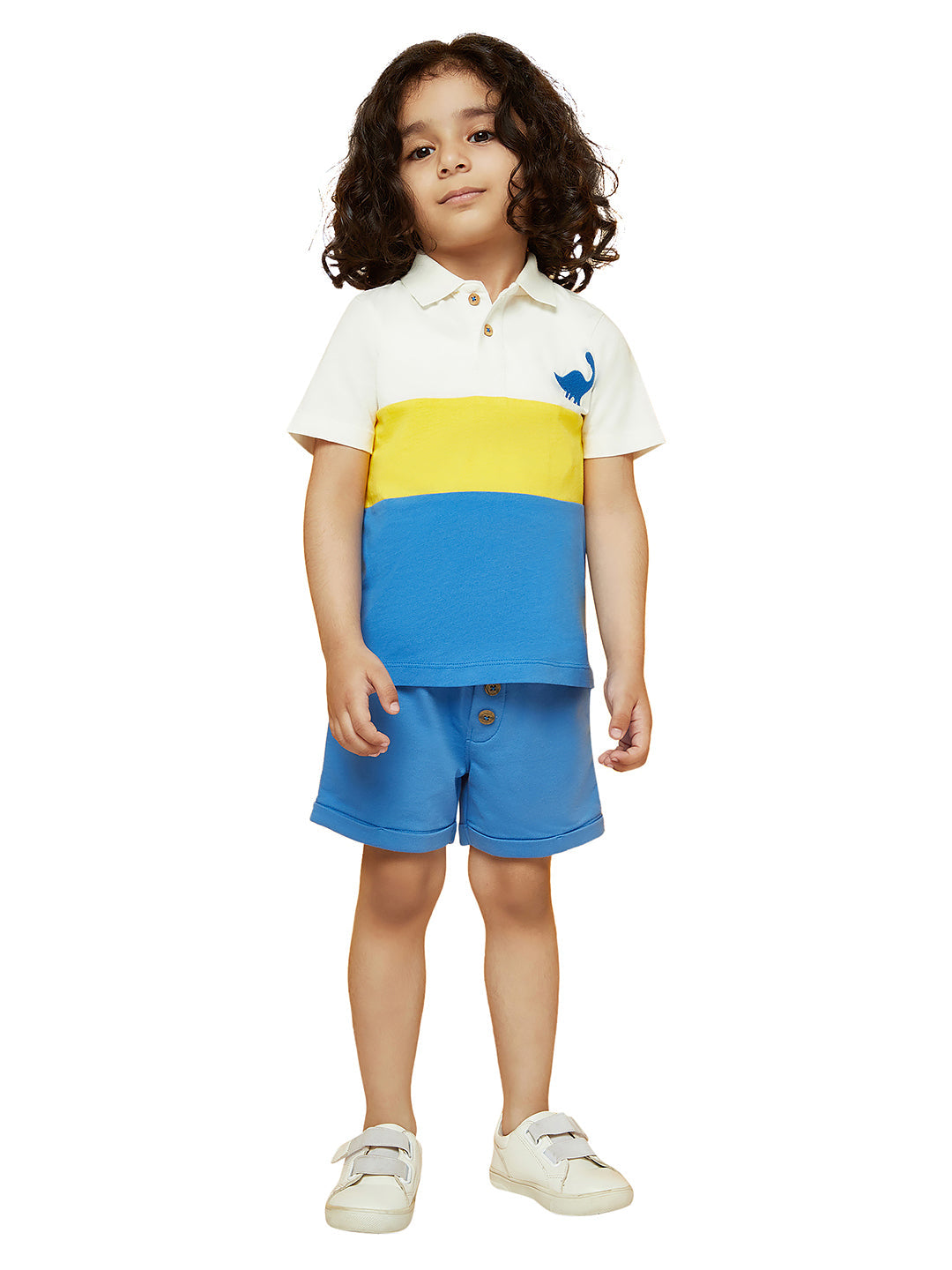 Kid Boys Multi-Color T-Shirt and Animal Logo Shorts Set