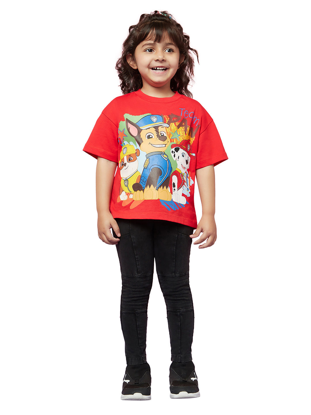 Girls Cotton Red Paw Patrol Tshirt