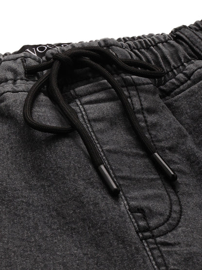 Men Charcoal Grey Slim Fit Solid Jogger Jeans